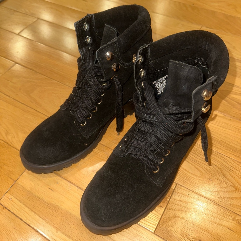 Steve Madden Black Suede Combat Boots